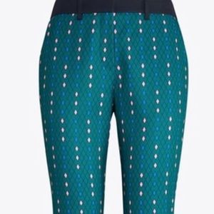 Size 0 Tory Burch sport golf pants. Blue and green diamond design